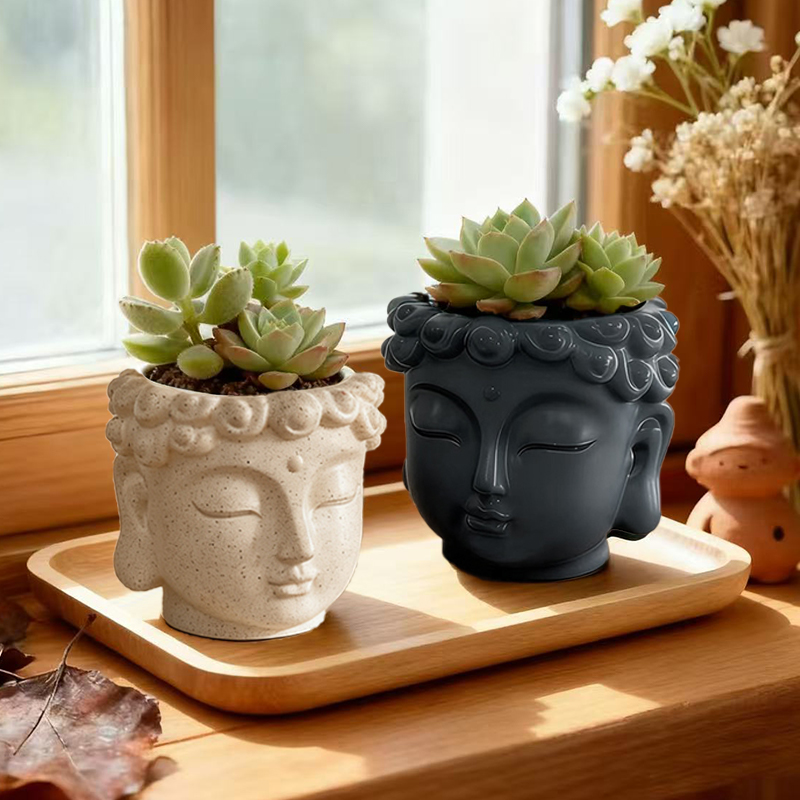 Snake Plant Ceramic - Статуэтка Будды Дзен из смолы, кашпо